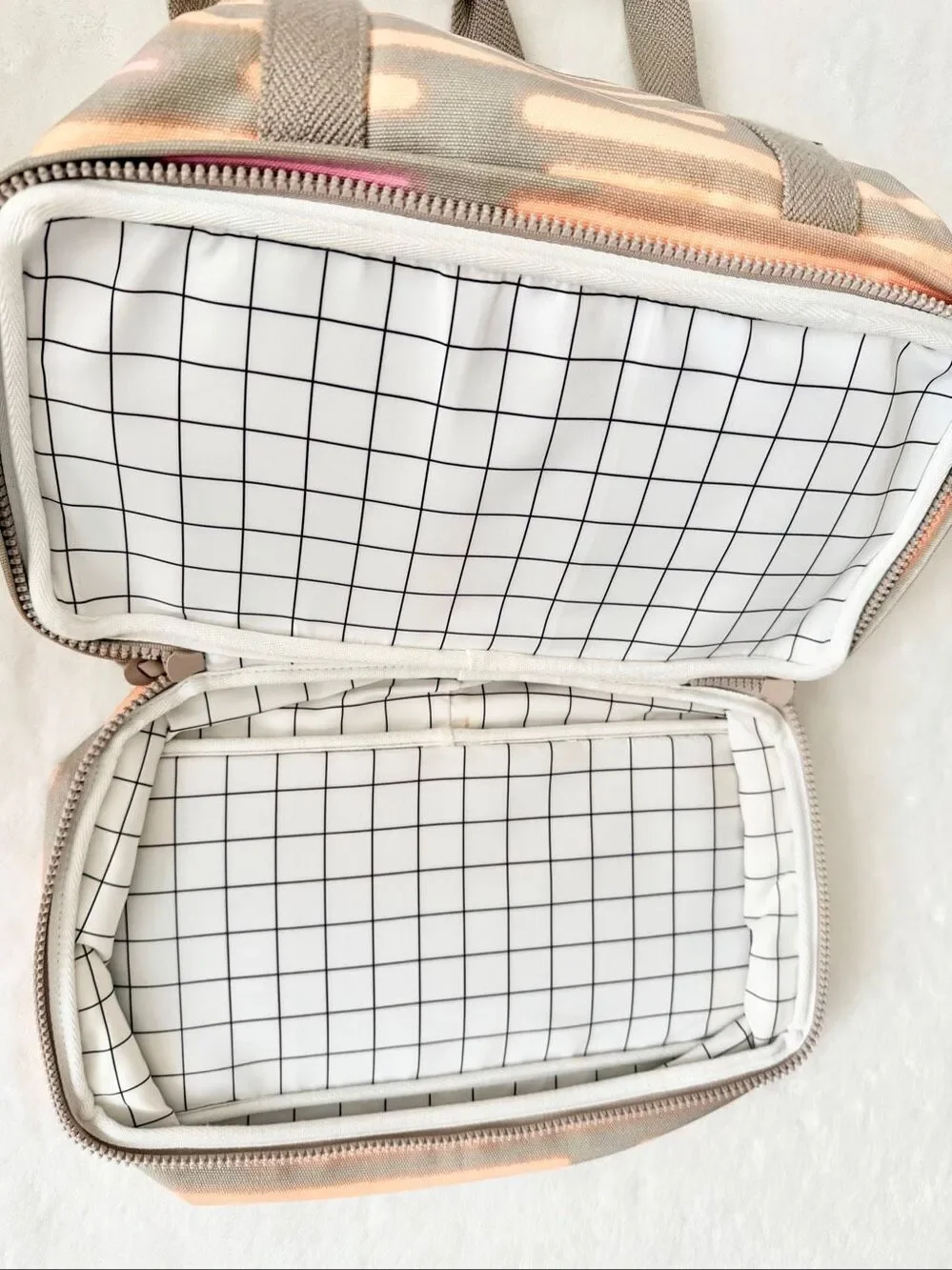 Kate Spade Saturday Weekender Travel Bag Gray Peach Pink Stripe Overnight Duffel